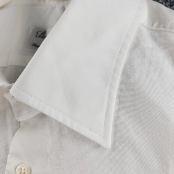 Stenstroms Slimline 16 Point Twofold Super Cotton White Button Up Solid Shirt - Picture 6 of 16